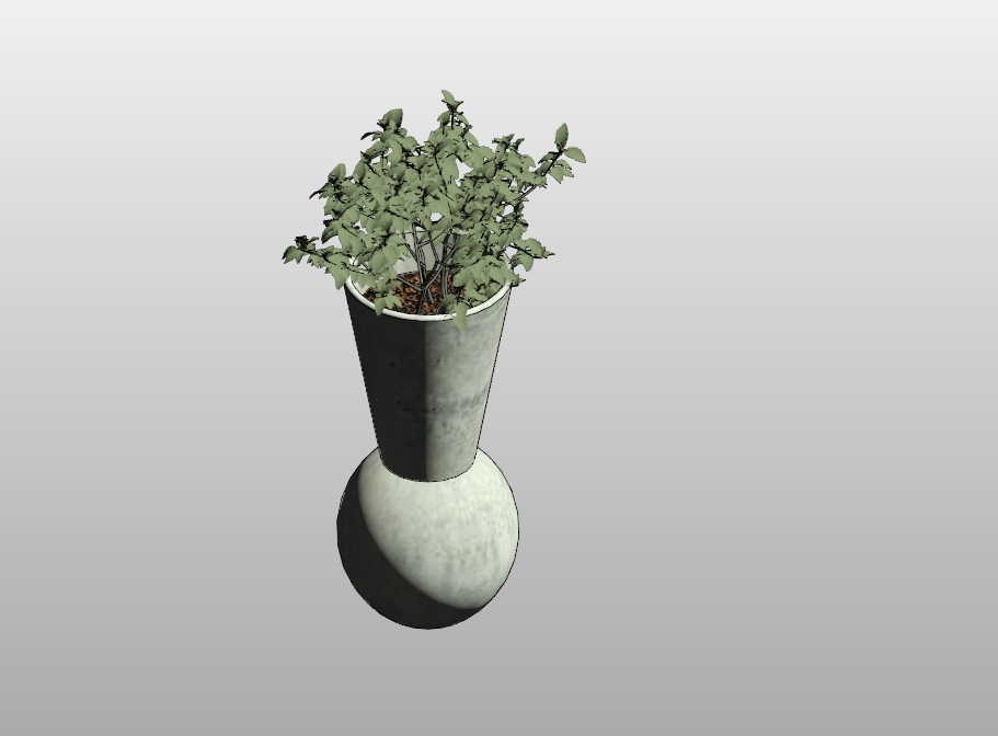 Chrome Vase with Vegetation