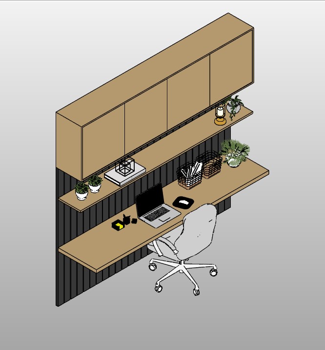 Sleek Office Desk with Overhead Storage