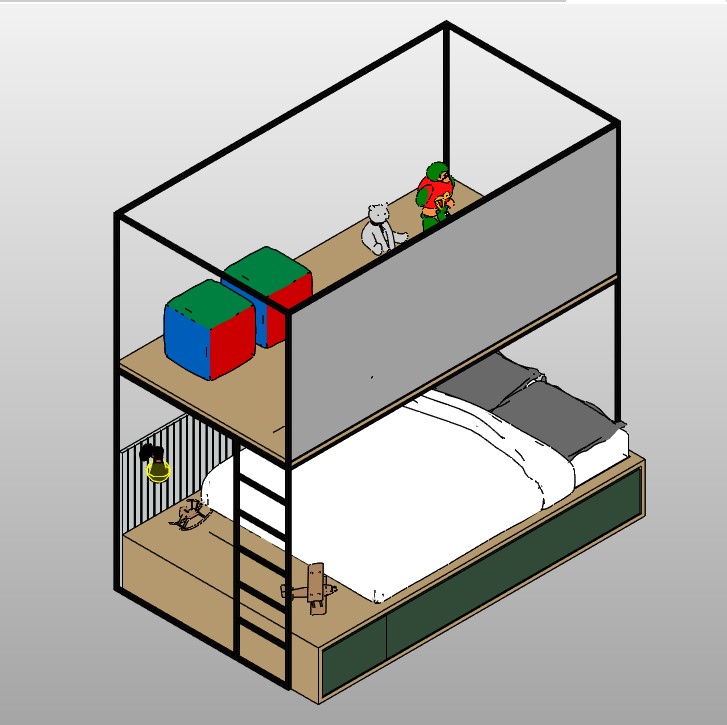 Kids Bunk Bed Set with Play Area