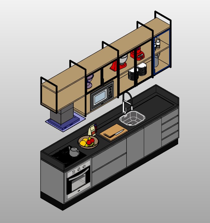 Modern Kitchen Unit with Open Shelving