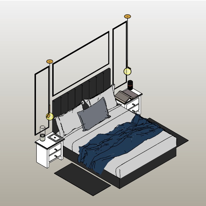 Modern Bedroom Set with Panel Headboard