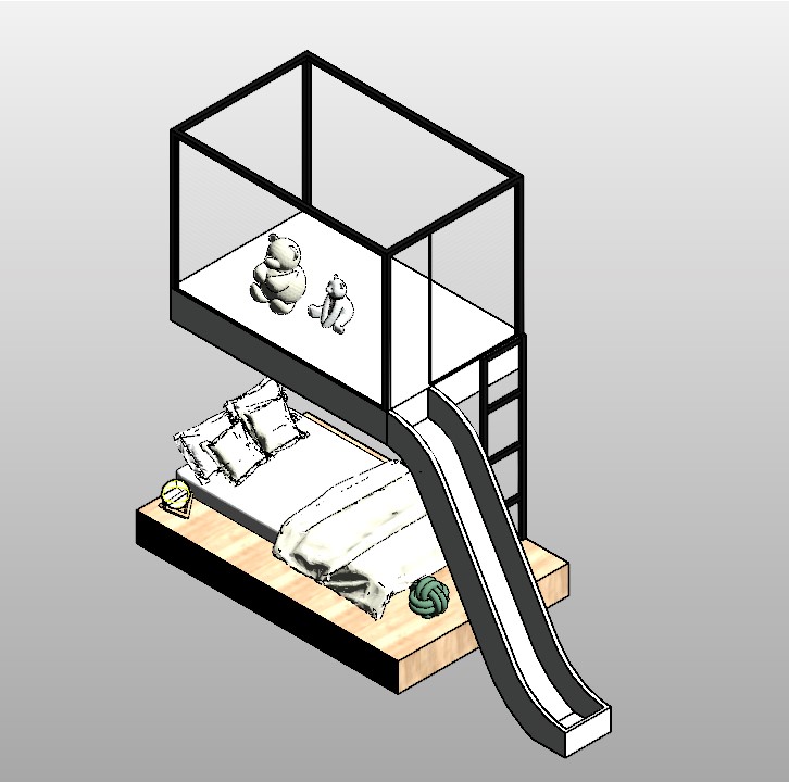 Children's Loft Bed with Slide and Play Area