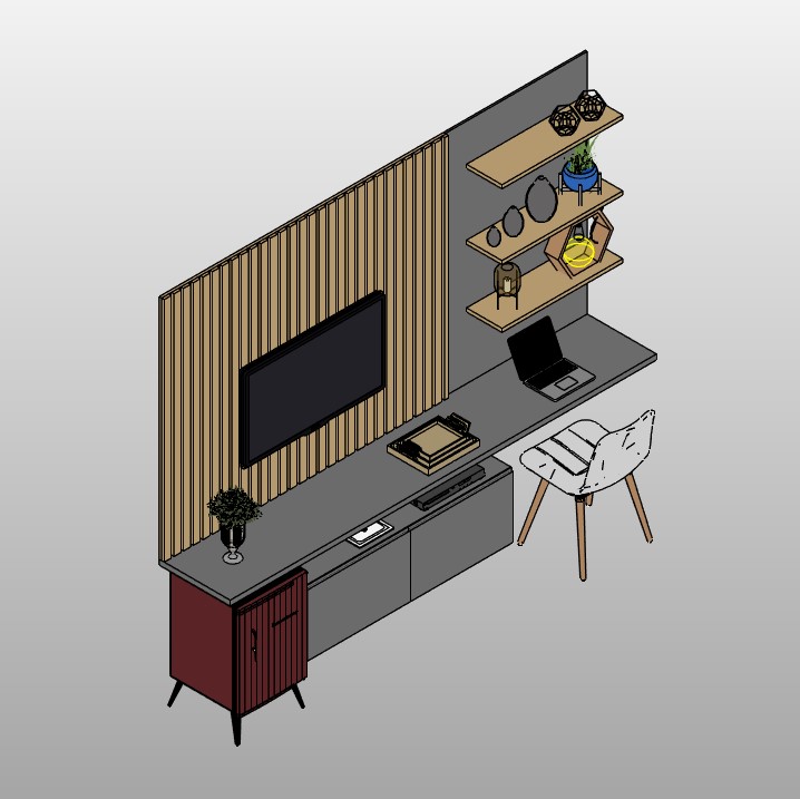 Compact TV Stand with Shelves