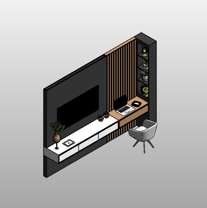 TV Unit with Built-in Workspace