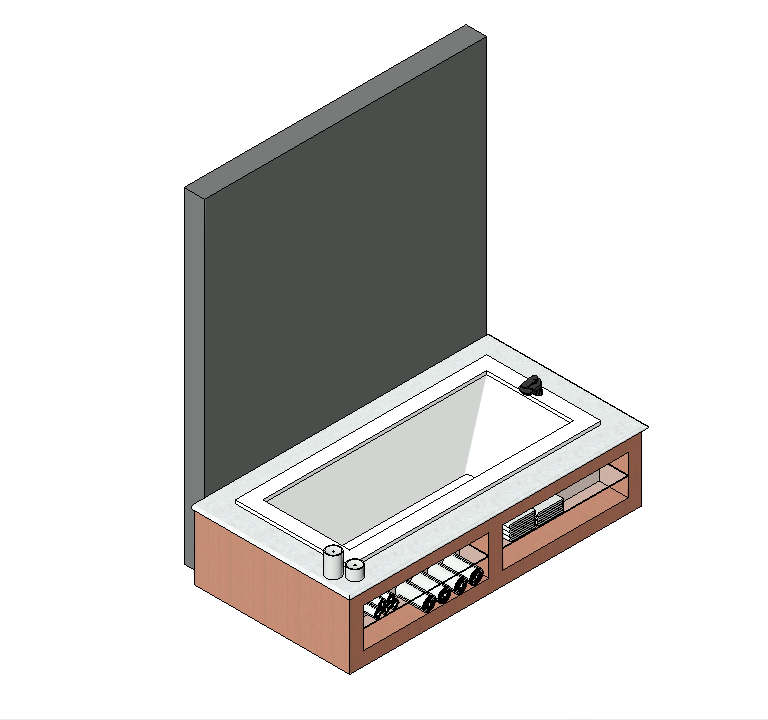 Rectangular Bathtub with Integrated Shelving