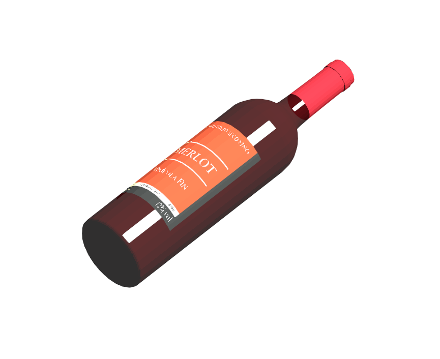 Inclined Merlot Wine Bottle