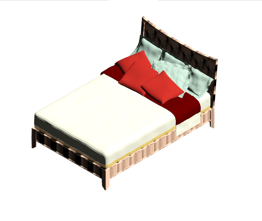 Wooden Bed with Red Accents