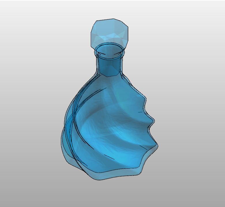 Decorative blue glass bottle organic