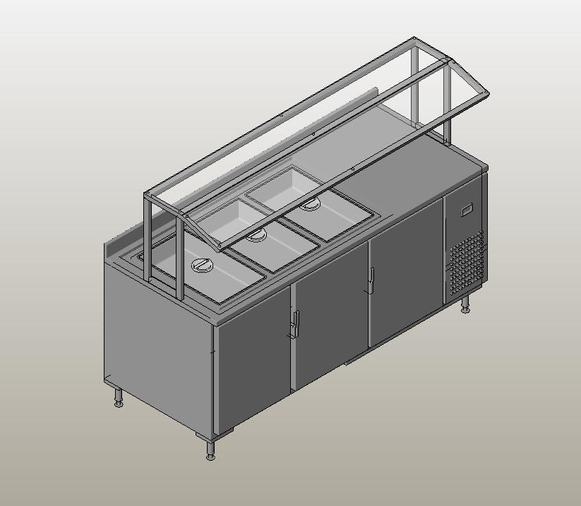 Commercial buffet station with sneeze guard