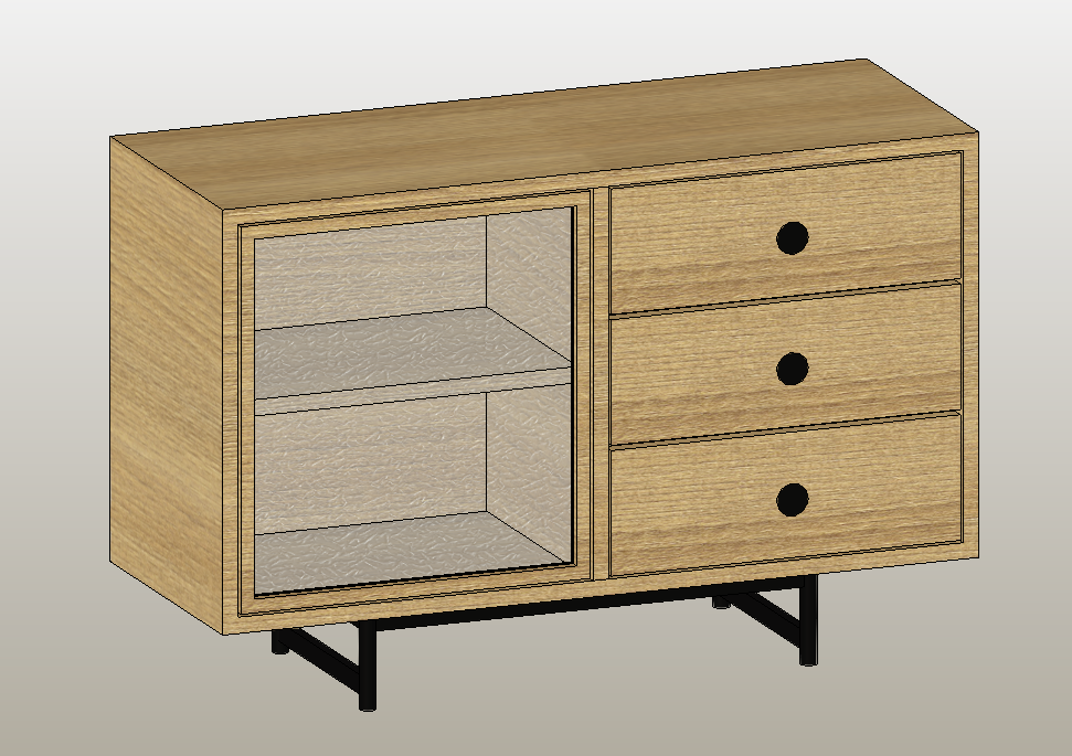 Sideboard with glass door and 3 drawers