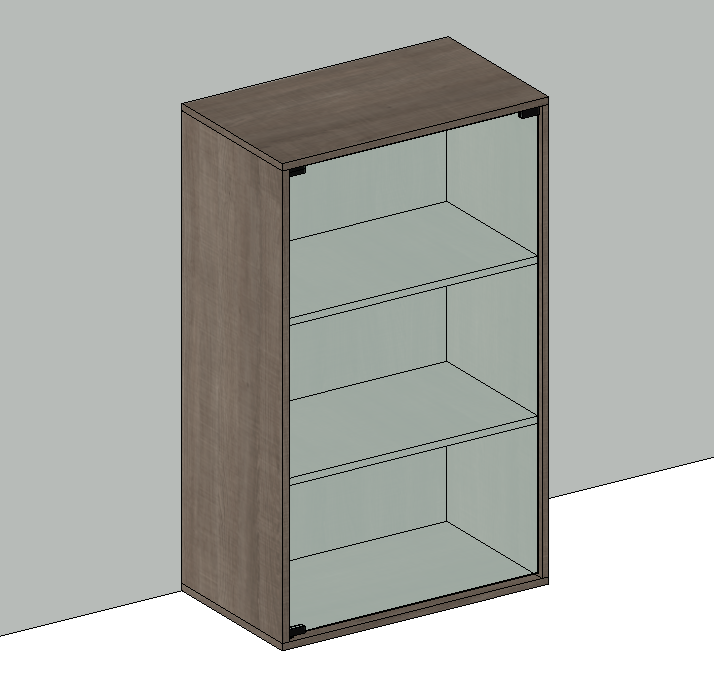 Bookcase with single sliding glass door
