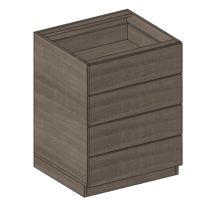 Kitchen base cabinet with 4 drawers