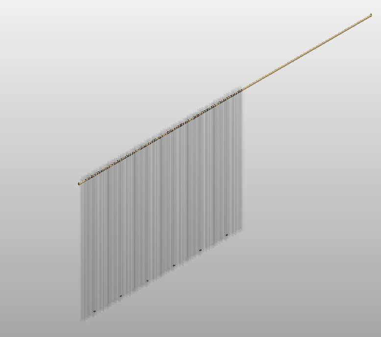 Sheer curtain panel on ceiling rod