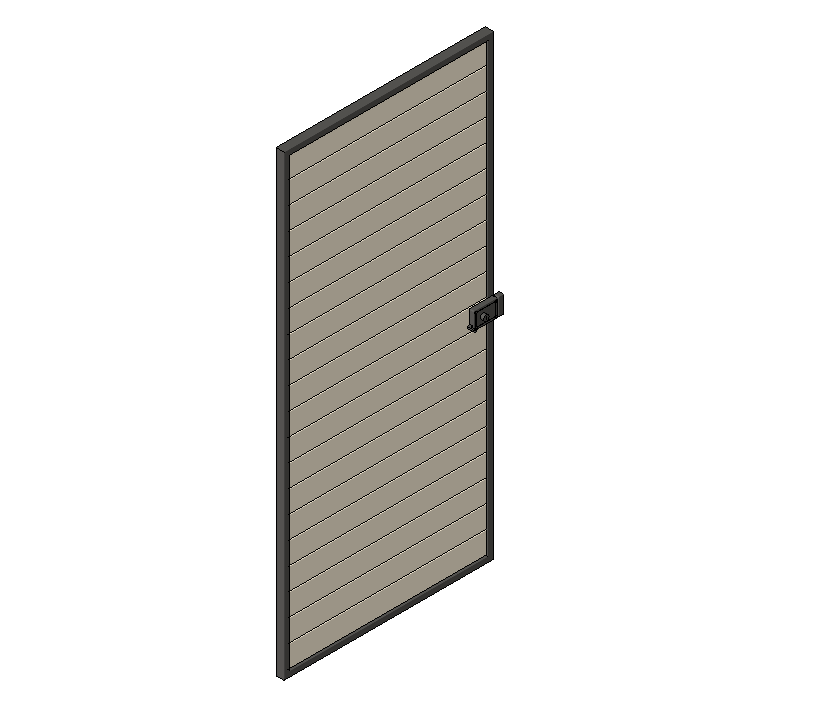 Modern slatted door with dark frame