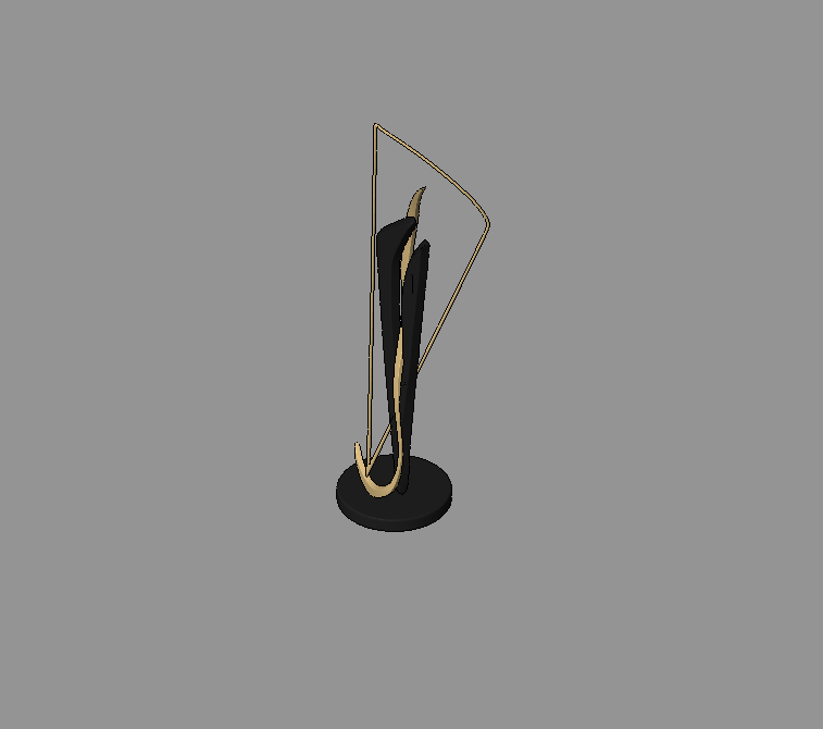 Abstract sculpture gold and black frame