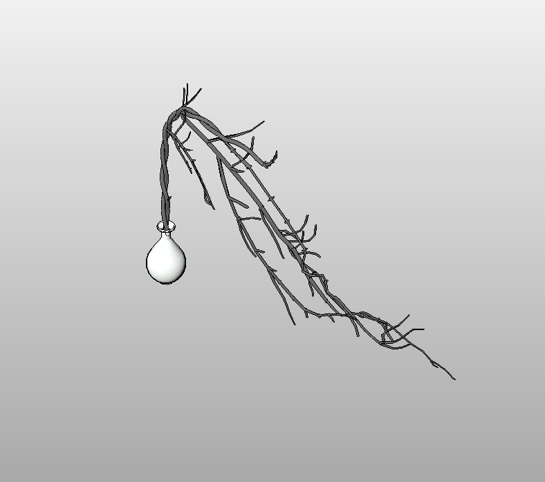 Dry branch with pendant light bulb
