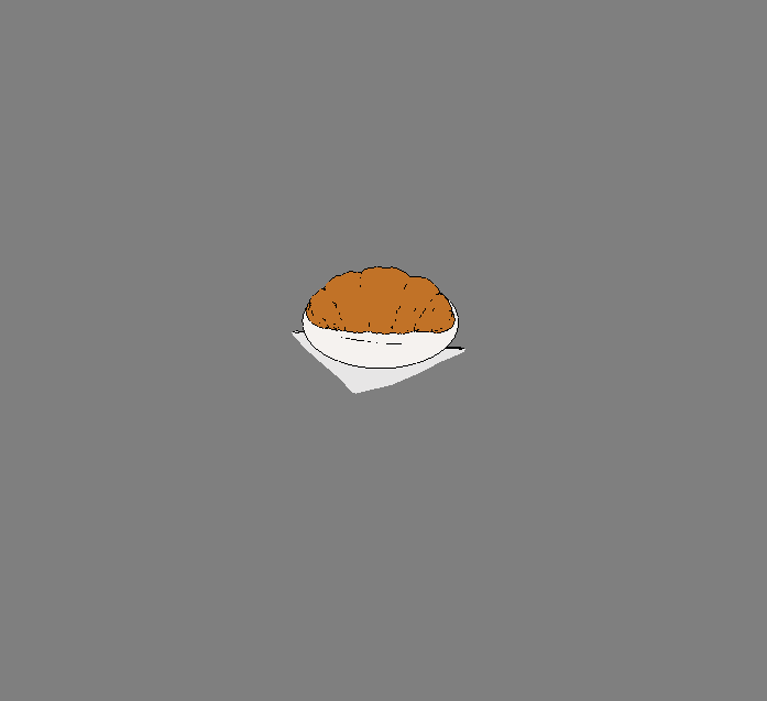 Croissant on plate 3D food model