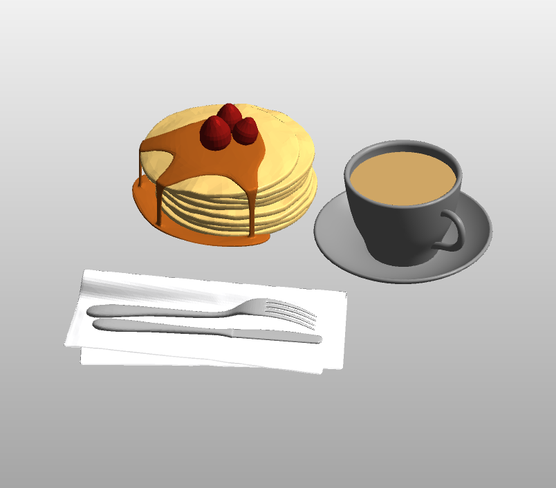 Breakfast set with pancakes and coffee