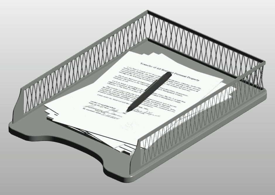 Office letter tray with documents