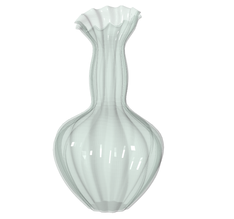 Tall fluted vase with ruffled rim