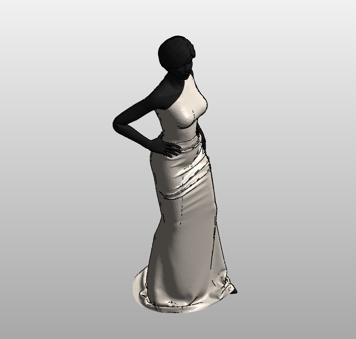 Woman figure in elegant evening gown