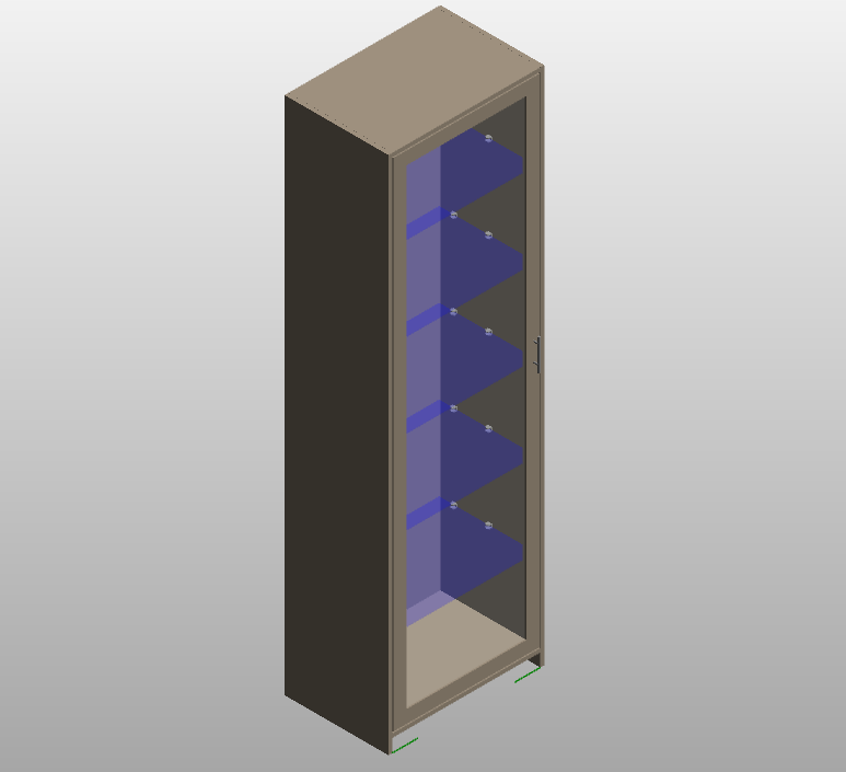 Narrow display cabinet single glass door