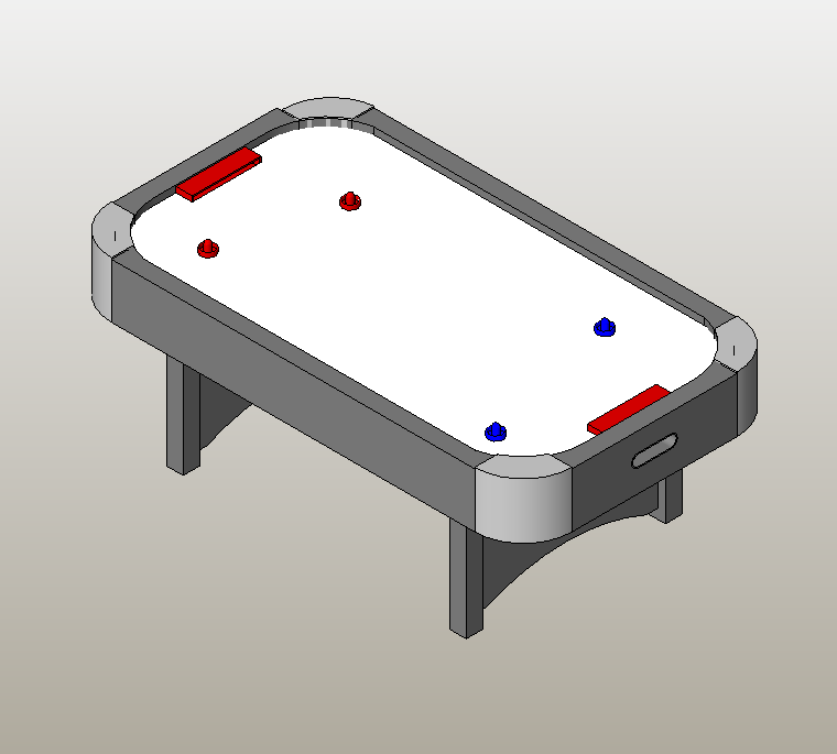 Air hockey table with accessories