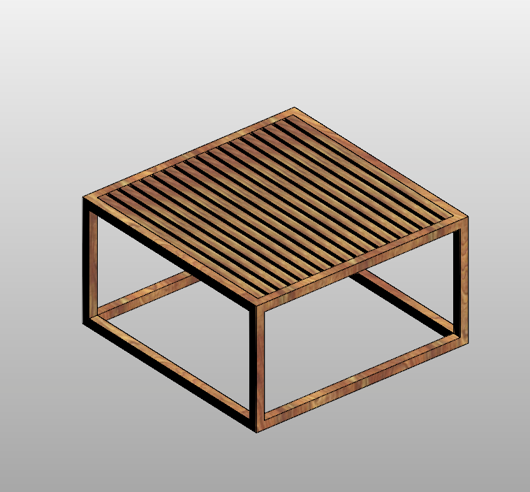 Parametric outdoor coffee table wood slat