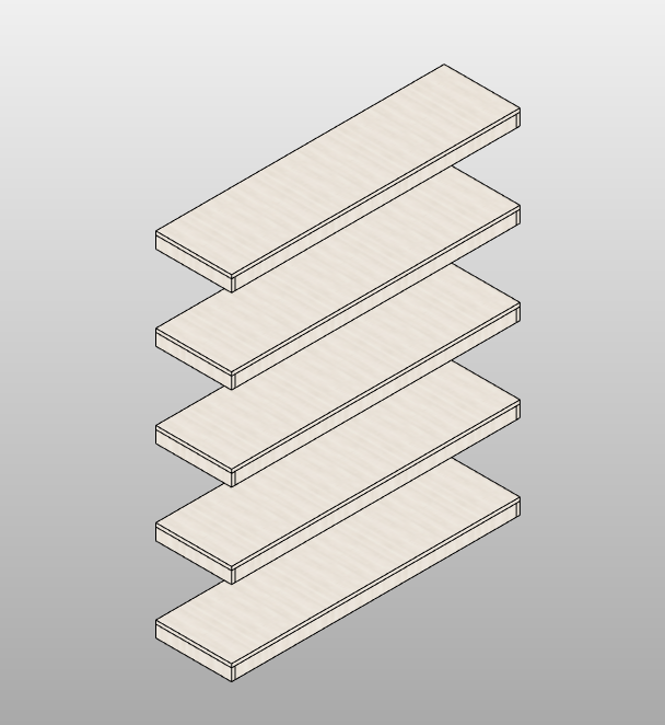 Set of 5 floating wooden shelves