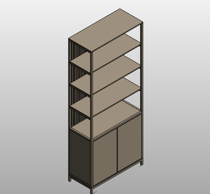 Bookcase with shelves and cabinet doors