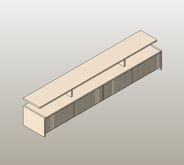 Long floating TV console slatted front