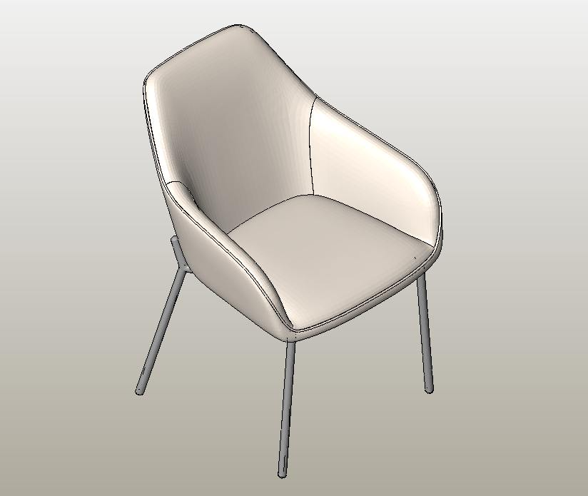Upholstered armchair with metal legs