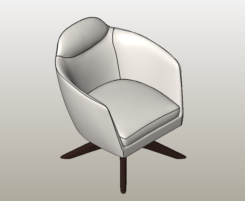 Bisy barrel armchair with wood cross base