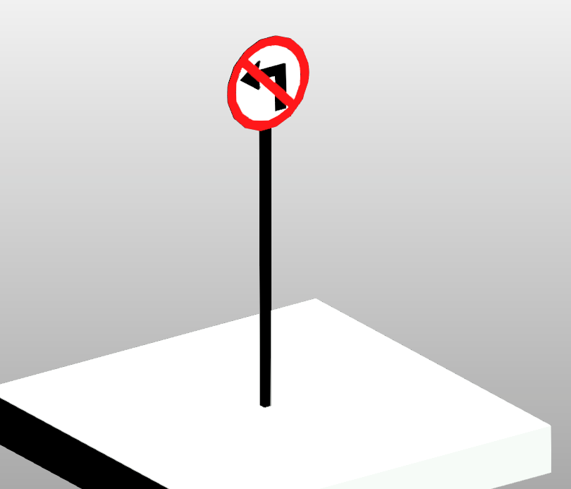 No left turn traffic sign on post