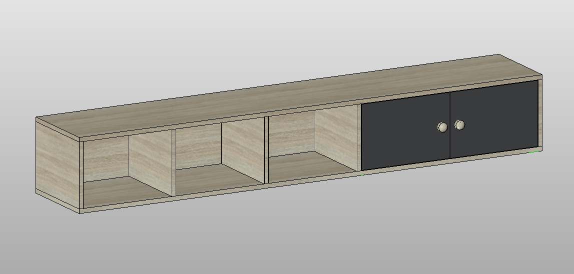 Floating wall TV cabinet with doors