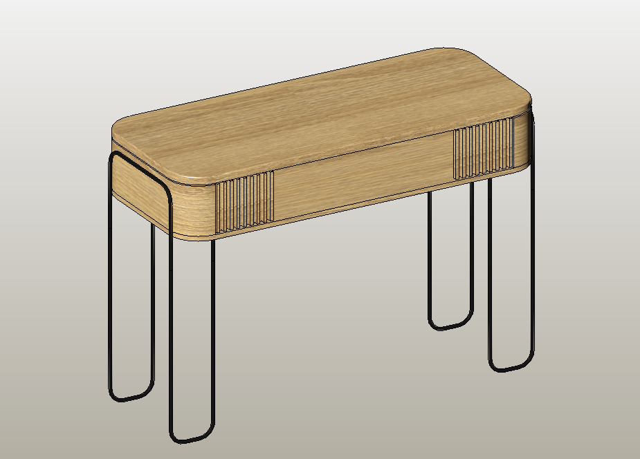 Modern vanity console with ribbed panel