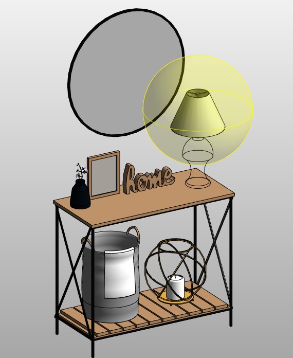 Console table with round mirror