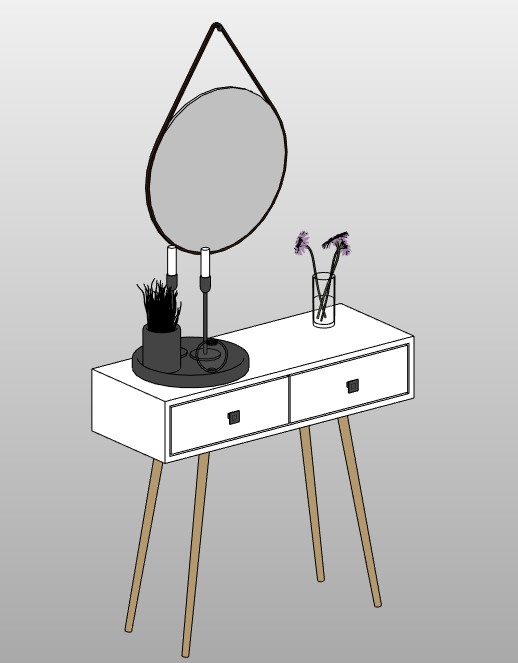 Scandinavian console table with mirror