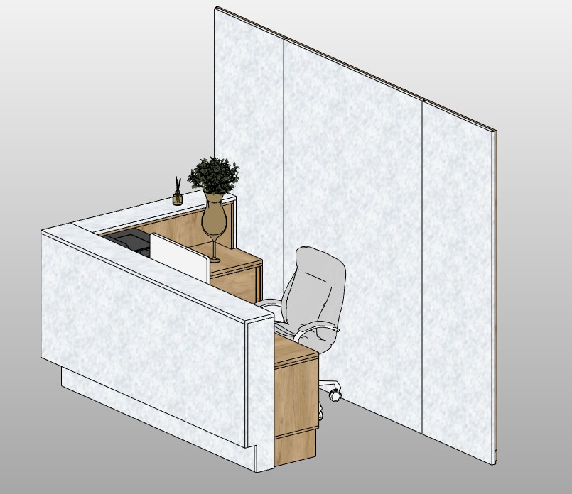 Reception desk with office chair