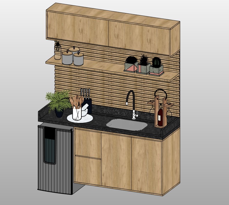 Kitchen counter with sink and cabinets
