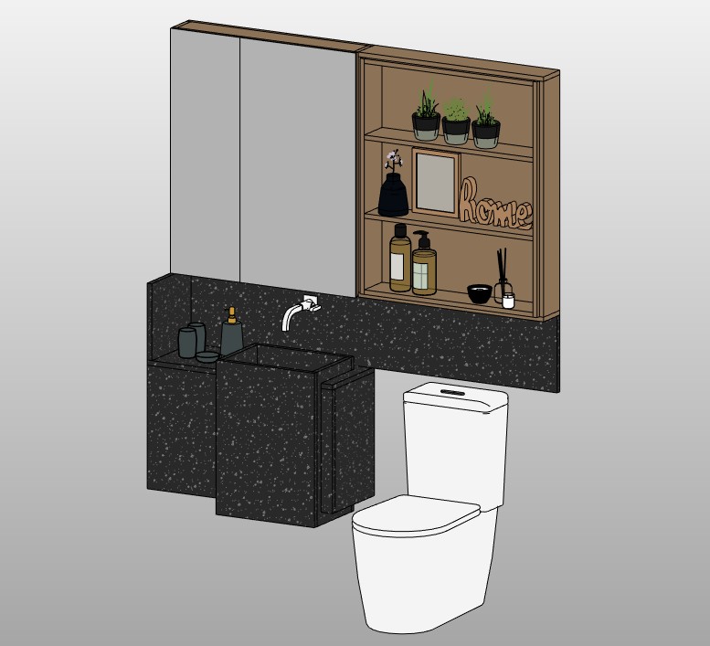 Bathroom set with vanity and toilet