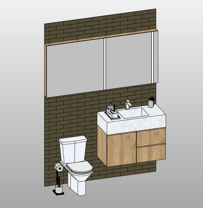 Bathroom set with floating vanity