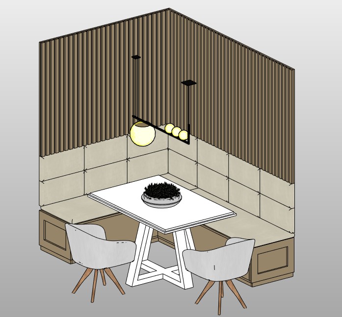 Corner breakfast nook with bench