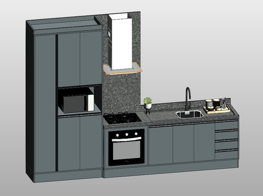 Modern kitchen with oven and hood