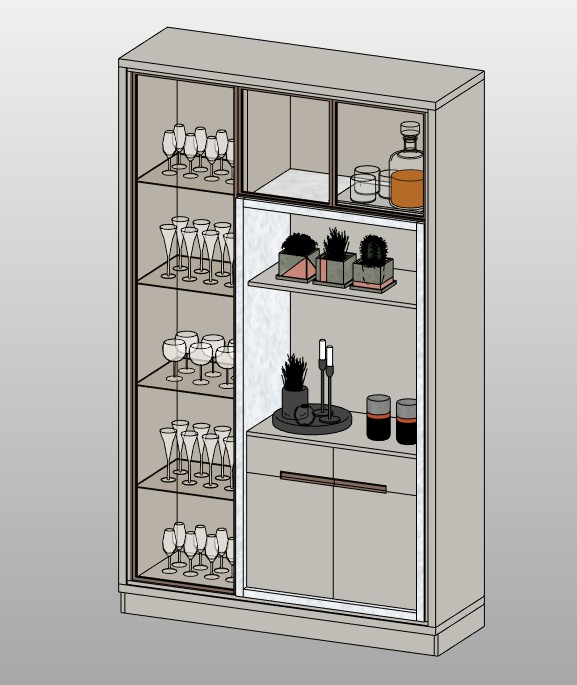 Glass display cabinet with stemware