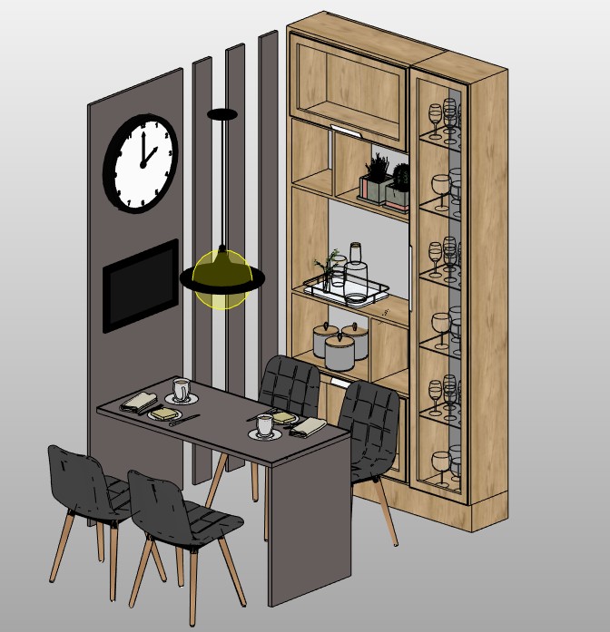 Dining set with crockery cabinet