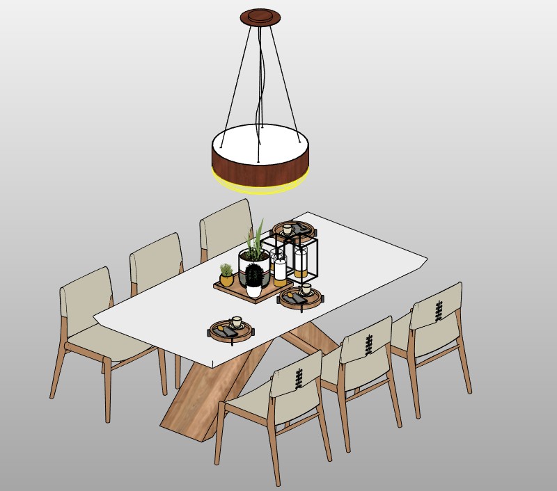 Dining table for 6 with pendant