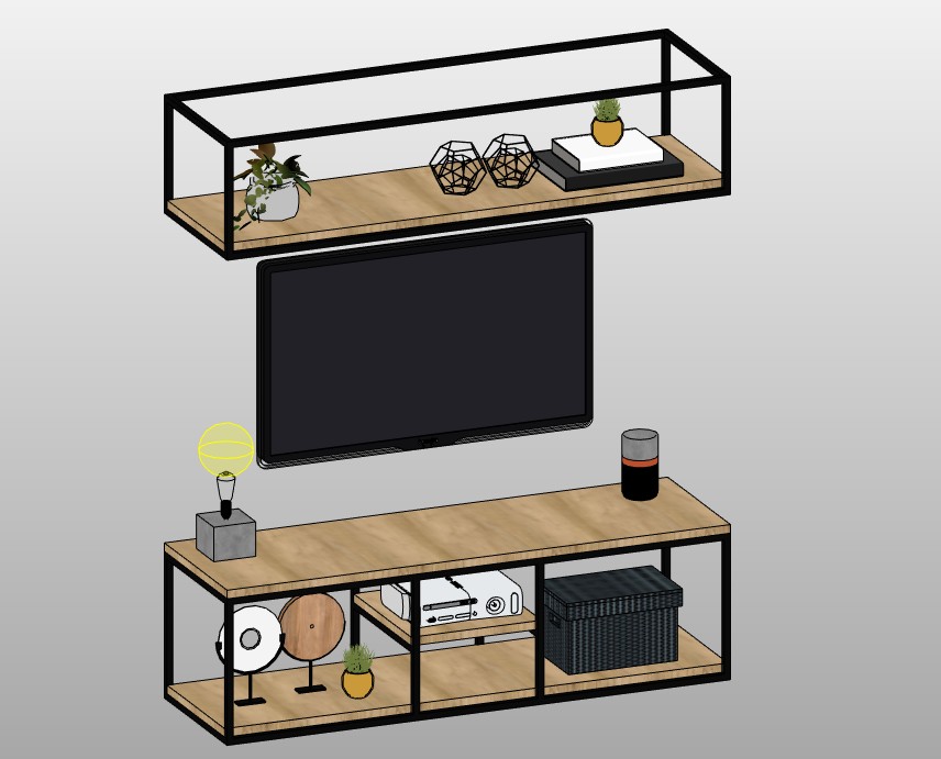 Floating TV shelves with media console 1 Floating TV shelves with media console