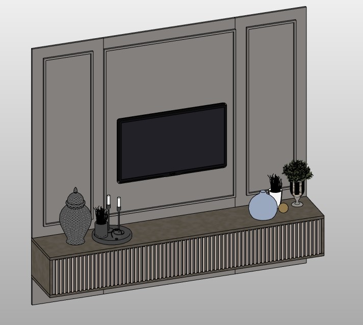 TV wall panel with media cabinet