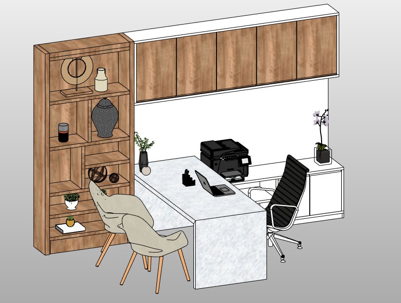 Office desk set with tall bookcase 1 Office desk set with tall bookcase